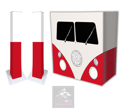 Red VW Camper Lycra DJ Covers (PACKAGE BUNDLE) - COMBI