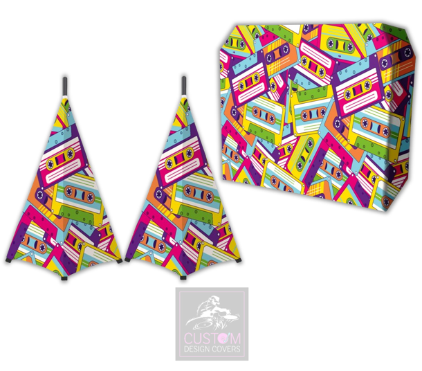 Retro Cassette Lycra DJ Booth Cover (PACKAGE BUNDLE) 