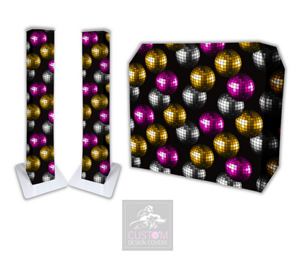 Retro Mirror Balls Lycra DJ Booth Cover (PACKAGE BUNDLE) 
