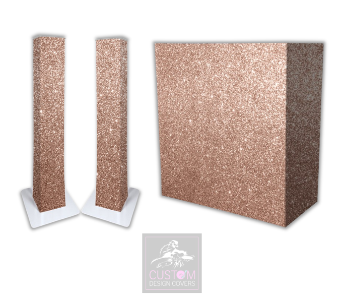 Rose Gold Glitter Effect Lycra DJ Booth Cover (PACKAGE BUNDLE) 