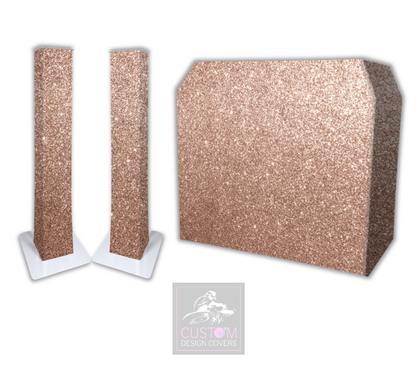 Rose Gold Glitter Effect Lycra DJ Booth Cover (PACKAGE BUNDLE) 