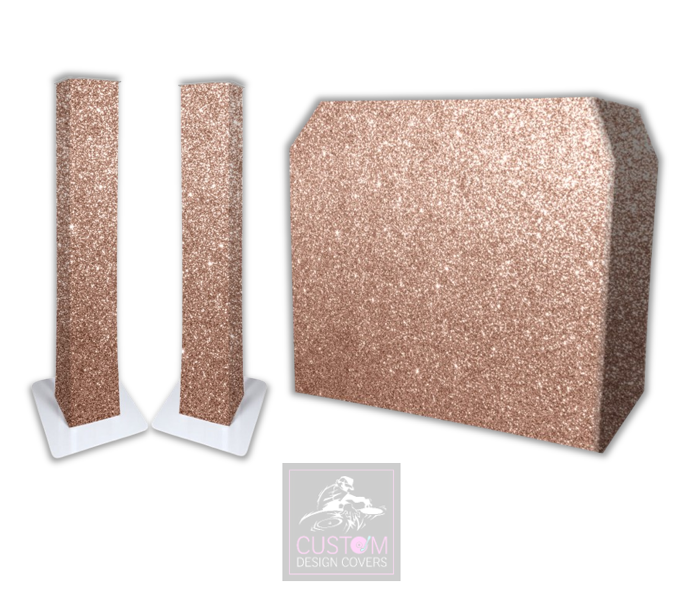 Rose Gold Glitter Effect Lycra DJ Booth Cover (PACKAGE BUNDLE) 