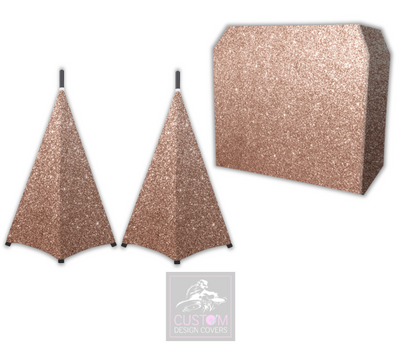 Rose Gold Glitter Effect Lycra DJ Booth Cover (PACKAGE BUNDLE) 