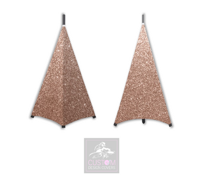 Rose Gold Glitter Effect Speaker Stand Lycra Covers 