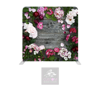 Floral on Rustic Lycra Pillowcase Backdrop Cover (DOUBLE SIDED)