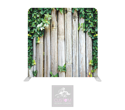Green Leaves on Rustic Lycra Pillowcase Backdrop Cover (DOUBLE SIDED)