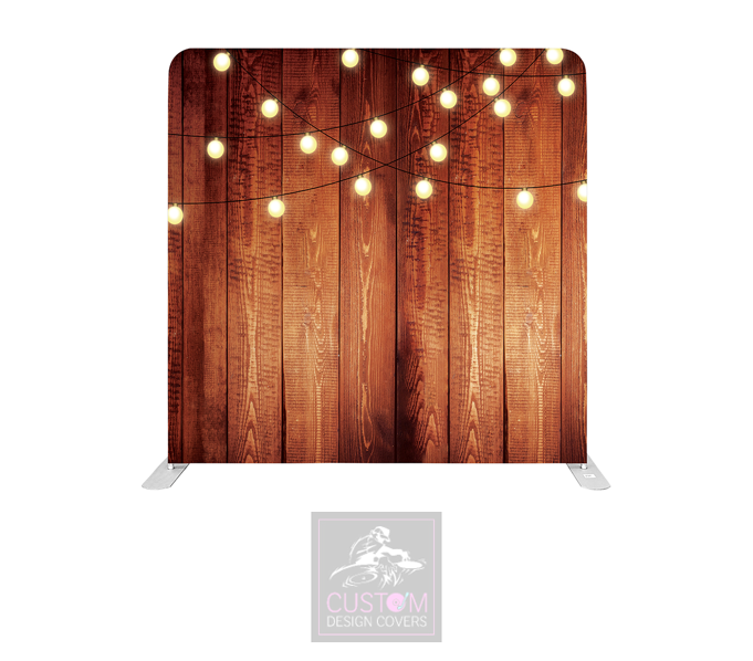 Festoon Lighting on Rustic Lycra Pillowcase Backdrop Cover