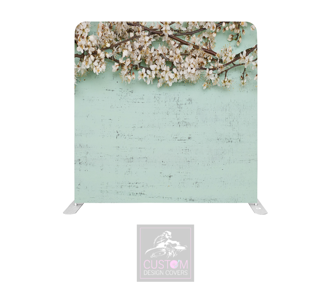 Floral on Mint Green Lycra Pillowcase Backdrop Cover