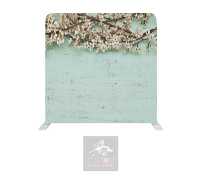 Floral on Mint Green Lycra Pillowcase Backdrop Cover (DOUBLE SIDED)