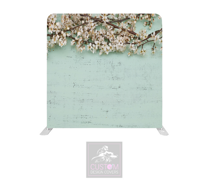 Floral on Mint Green Lycra Pillowcase Backdrop Cover (DOUBLE SIDED)