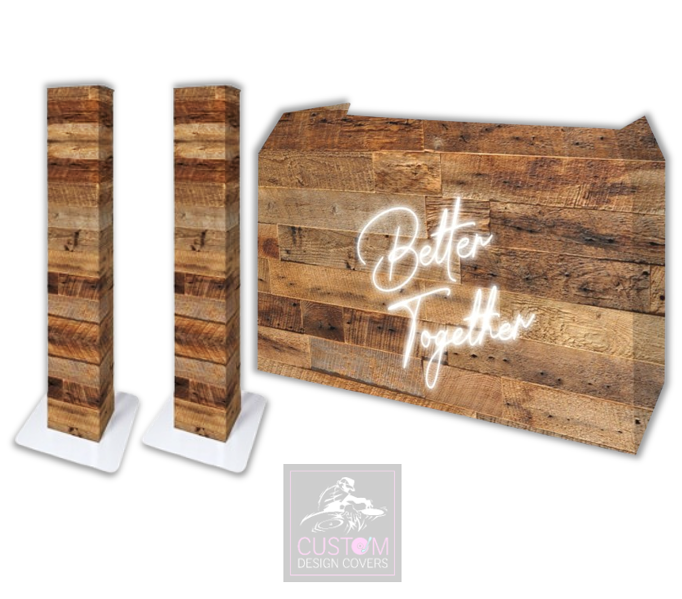 Rustic Better Together Lycra DJ Booth Cover (PACKAGE BUNDLE)