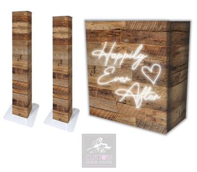 Rustic Happily Ever After Lycra DJ Booth Cover  (PACKAGE BUNDLE) - COMBI