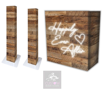 Rustic Happily Ever After Lycra DJ Booth Cover  (PACKAGE BUNDLE) - TRUSS