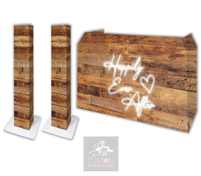 Rustic Happily Ever After Lycra DJ Booth Cover  (PACKAGE BUNDLE)