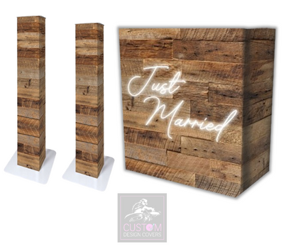 Rustic Just Married Lycra DJ Booth Cover (PACKAGE BUNDLE) - COMBI