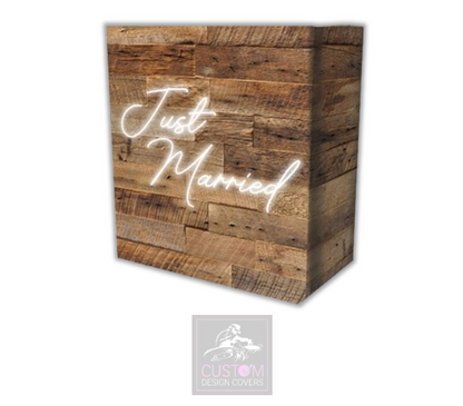 Rustic Just Married Lycra DJ Booth Cover