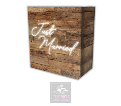 Rustic Just Married Lycra DJ Booth Cover 
