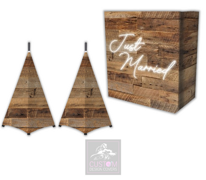 Rustic Just Married Lycra DJ Booth Cover (PACKAGE BUNDLE) - COMBI