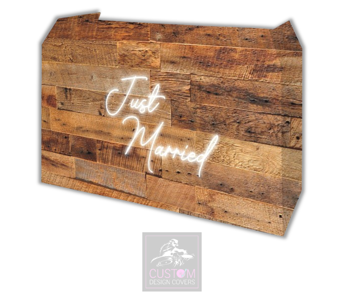 Rustic Just Married Lycra DJ Booth Cover