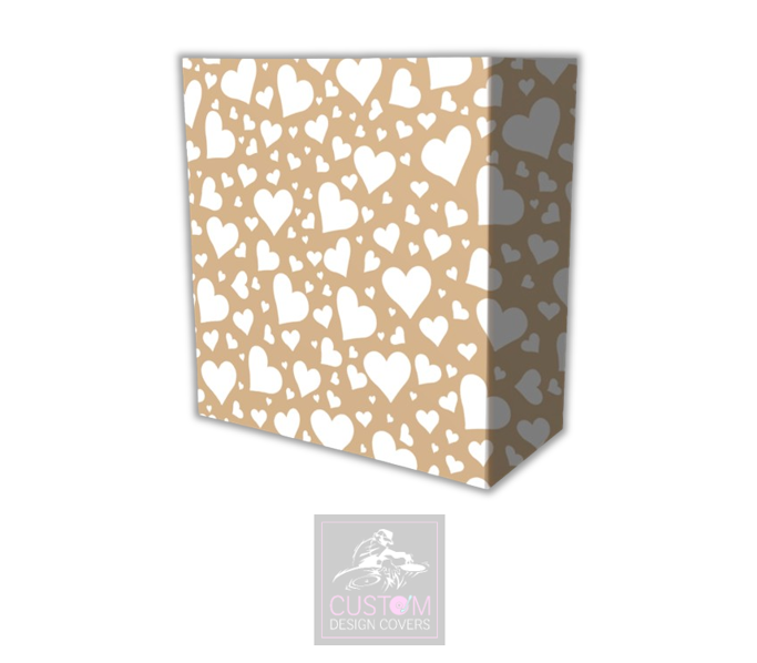 Rustic White Hearts Lycra DJ Booth Cover 