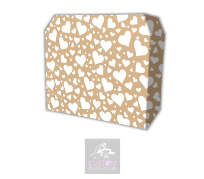 Rustic White Hearts Lycra DJ Booth Cover 