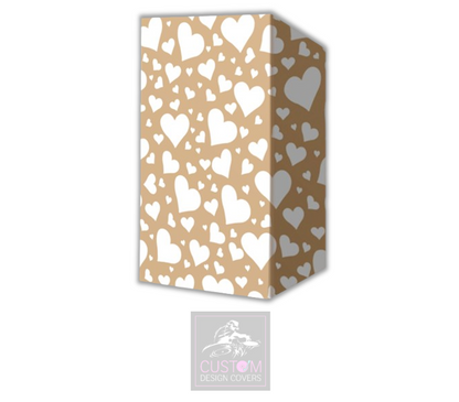 Rustic White Hearts Lycra DJ Booth Cover 