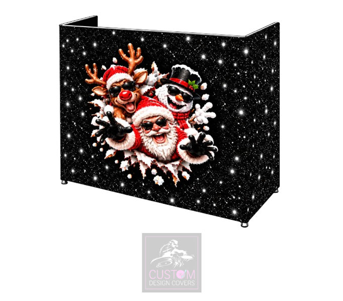 Santa-Reindeer-Snowman Lycra DJ Booth Cover