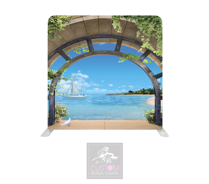 Balcony View Lycra Pillowcase Backdrop Cover (DOUBLE SIDED)