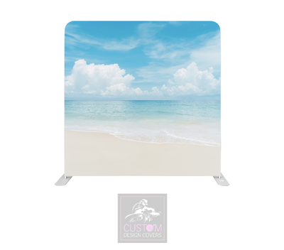 Cloudy Beach Lycra Pillowcase Backdrop Cover