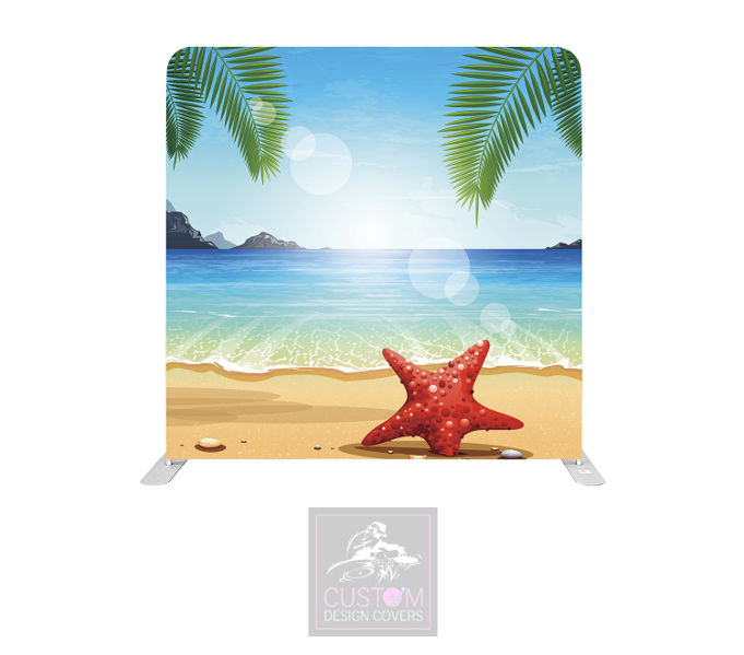 Animated Beach Scene Lycra Pillowcase Backdrop Cover (DOUBLE SIDED)