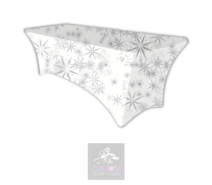 White Grey Stars Lycra Table Cover