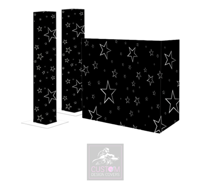 Black Silver Star Lycra DJ Covers (PACKAGE BUNDLE) - ADJ PRO