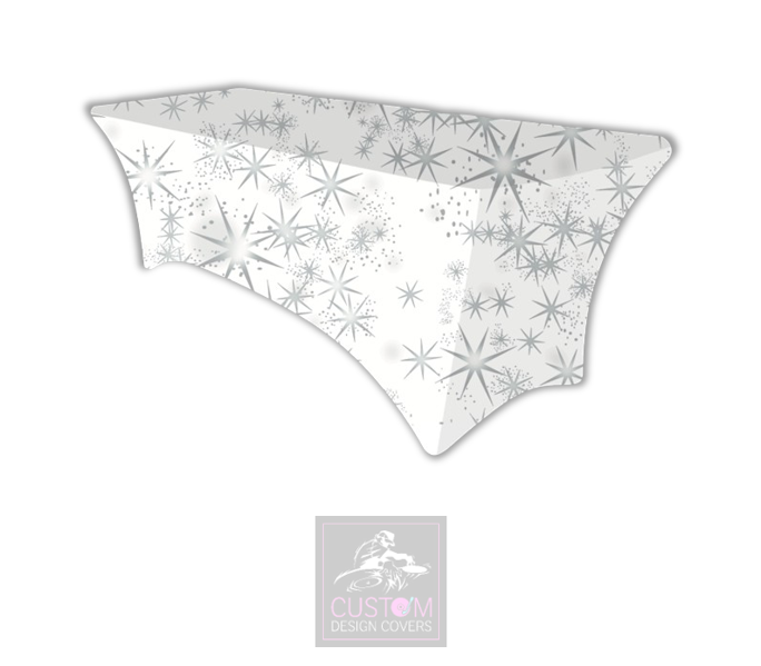 White Grey Stars Lycra Table Cover