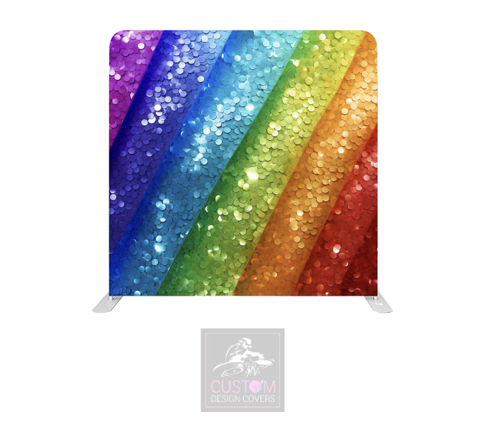 Rainbow Glitter Effect Lycra Pillowcase Backdrop Cover (DOUBLE SIDED)