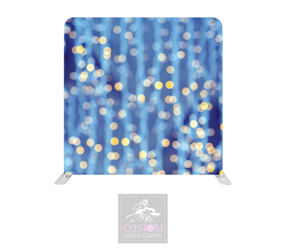 Gold Bokeh on Blue Lycra Pillowcase Backdrop Cover