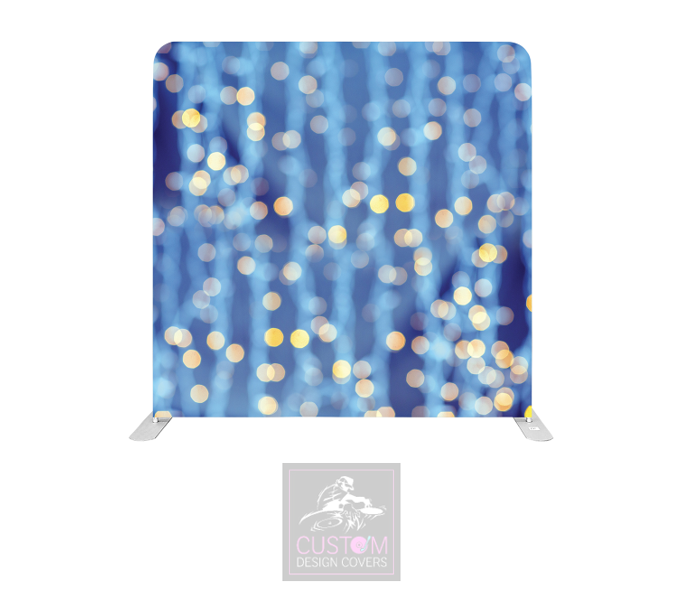 Gold Bokeh on Blue Lycra Pillowcase Backdrop Cover (DOUBLE SIDED)