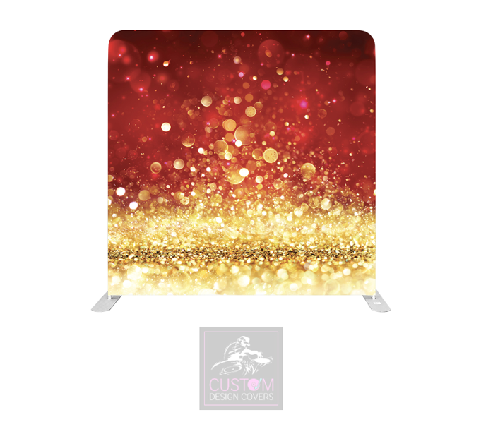Gold Glitter on Red Lycra Pillowcase Backdrop Cover (DOUBLE SIDED)
