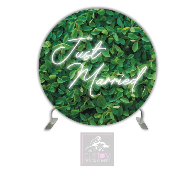 Just Married -Spiraea Leaves Full Circle Pillowcase Backdrop Cover