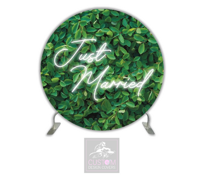 Just Married- Spiraea Leaves Full Circle Pillowcase Backdrop Cover (DOUBLE SIDED) 