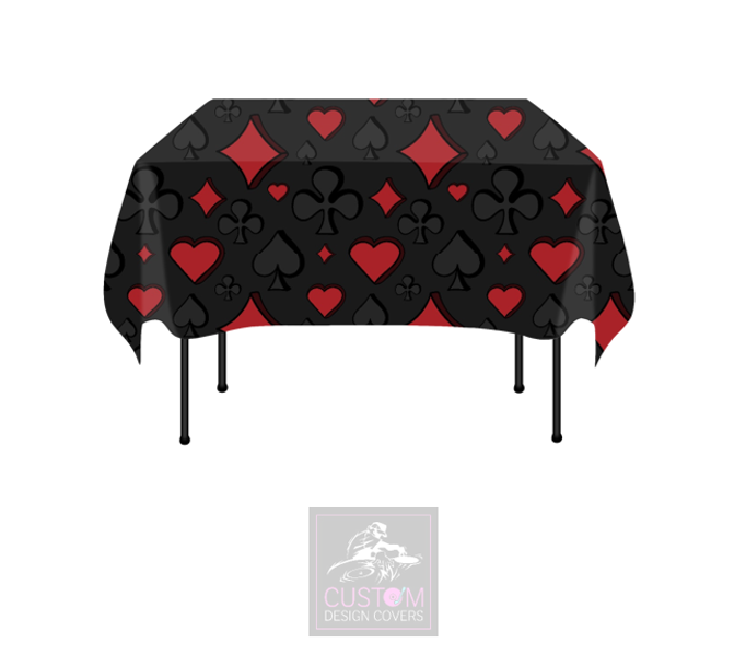 Red Casino on Black Square Table Cover