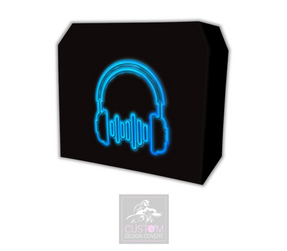 UV Effect Blue Headphones Lycra DJ Booth Cover