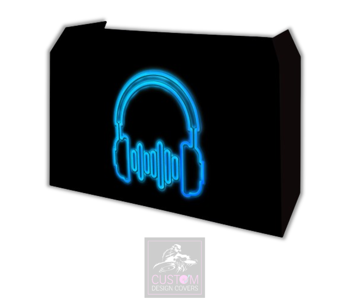 UV Effect Blue Headphones Lycra DJ Booth Cover 