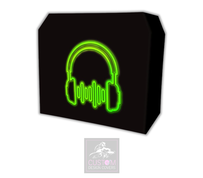 UV Effect Green Headphones Lycra DJ Booth Cover