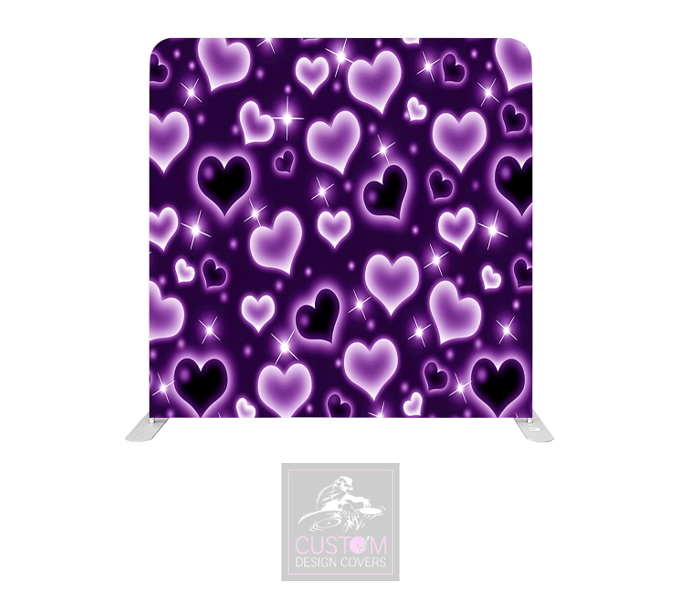Purple Hearts Lycra Pillowcase Backdrop Cover (DOUBLE SIDED)