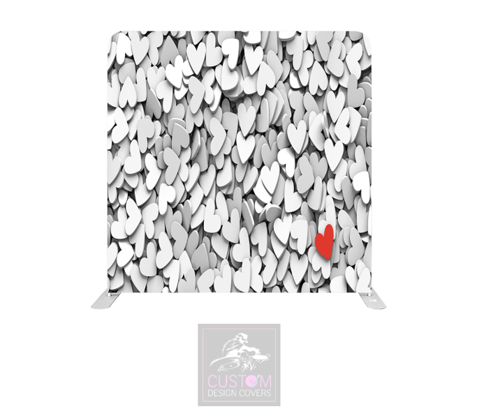 White Hearts Lycra Pillowcase Backdrop Cover