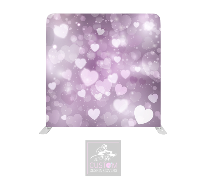 White Hearts Lycra Pillowcase Backdrop Cover