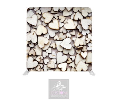 Wooden Hearts Lycra Pillowcase Backdrop Cover (DOUBLE SIDED)