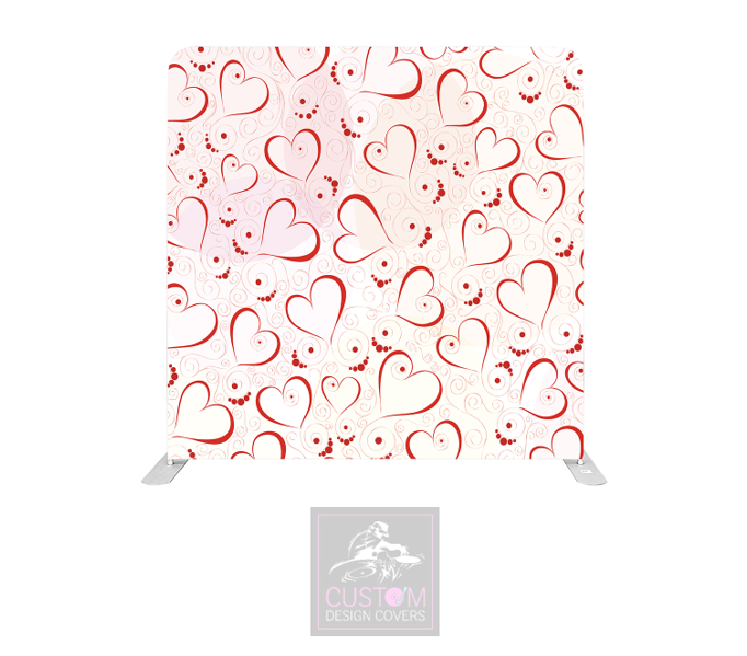 Red Hearts Lycra Pillowcase Backdrop Cover (DOUBLE SIDED)