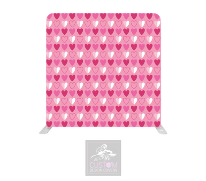 Pink Hearts Lycra Pillowcase Backdrop Cover (DOUBLE SIDED)