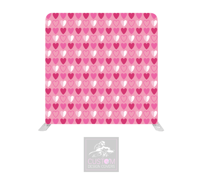 Pink Hearts Lycra Pillowcase Backdrop Cover (DOUBLE SIDED)
